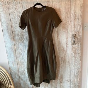Beautiful silk and cotton olive green dress